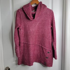 Soft Surroundings Women's Sz M Breakwater Cowl Neck Tunic Sweater Mauve Magenta